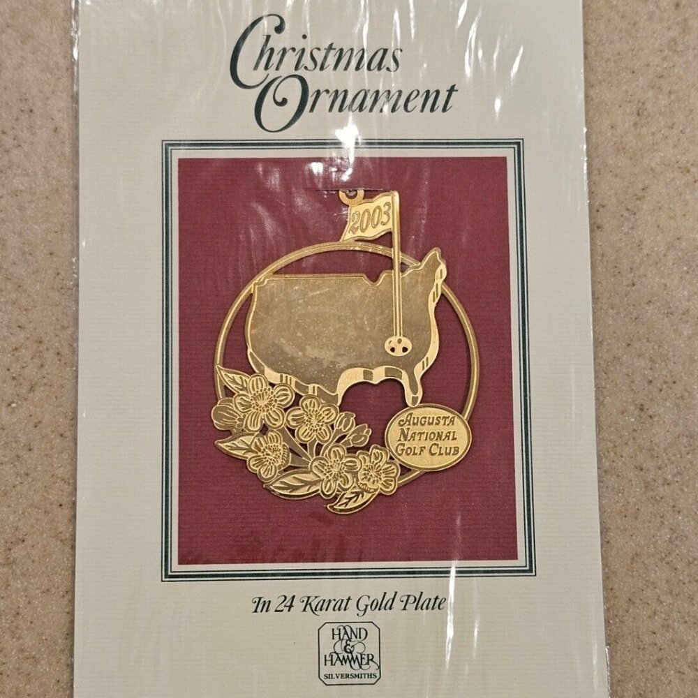 RARE 2003 MASTERS 24k TOURNAMENT AUGUSTA NATIONAL GOLF CLUB PGA HOLIDAY ORNAMENT